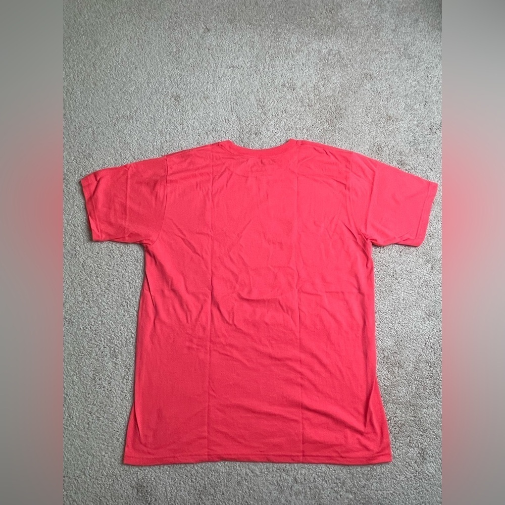 Vibrant Coral Short Sleeve Tee with Hawaii Print - Picture 2 of 3